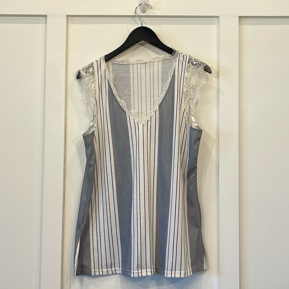 Black and white lace tank